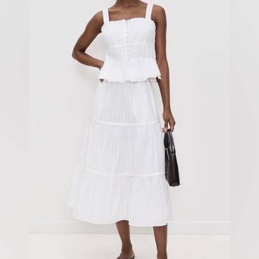 La Ligne Ivory Pleated Skirt